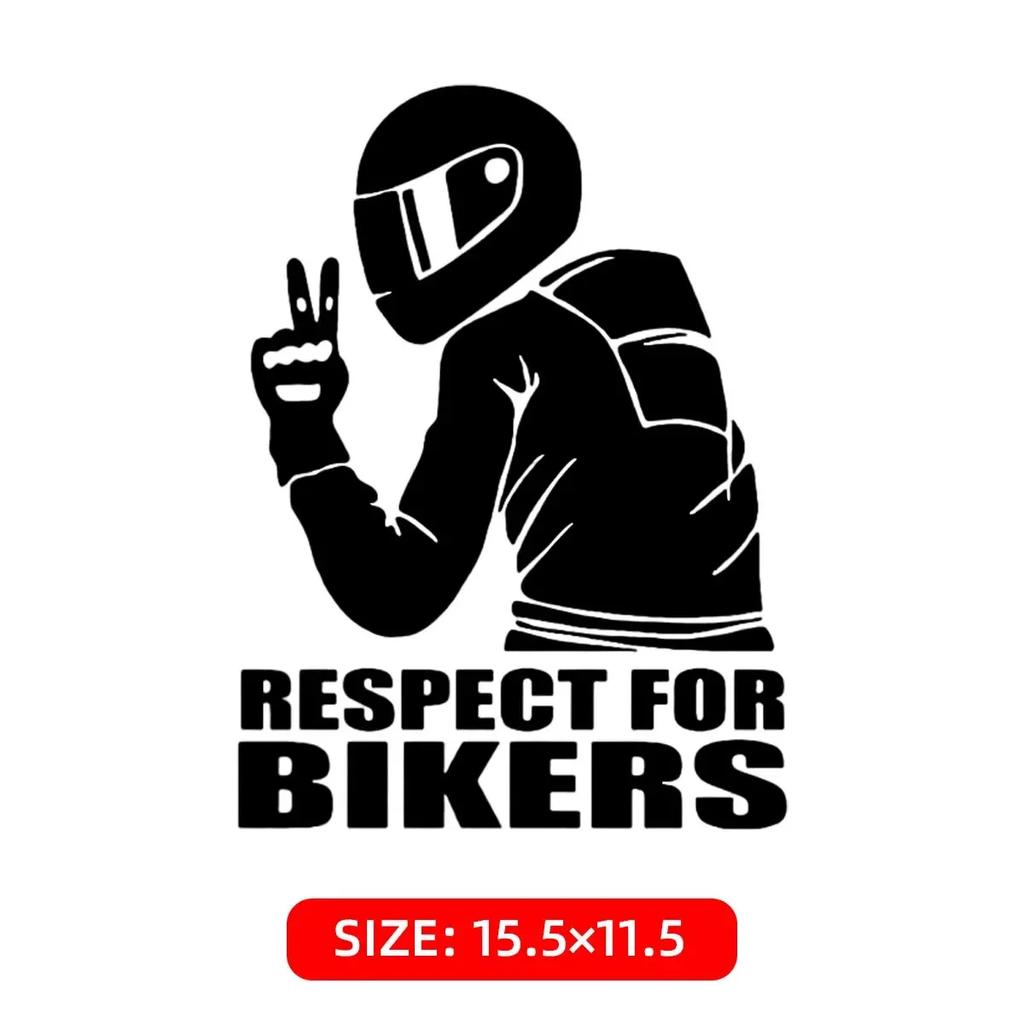 3pcs Motorcycle Stickers RESPECT FOR BIKERS Car Motorcycle Rider Shape Auto Body Styling Car Decoration Stickers For Windshield