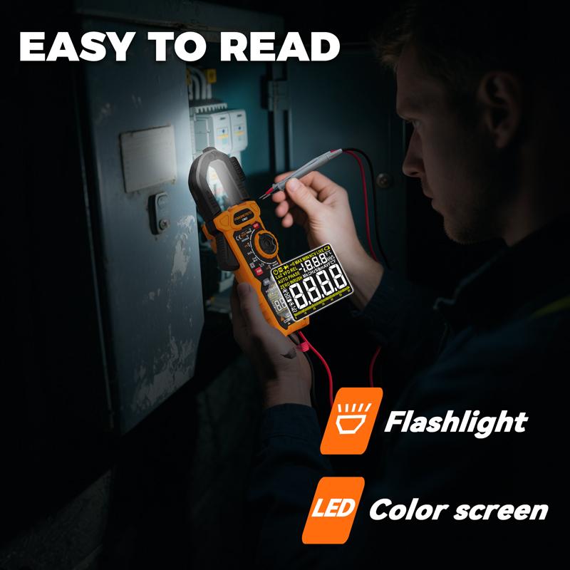 CM02 Digital Clamp Meter 1000A AC/DC Current True-RMS Multimeter Capacitance Temperature NCV Voltage Current Ohm Hz Tester