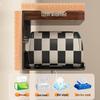 Walnut Bathroom Tissue Box with Storage Shelf