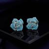 Micro Paved Full Zircon Ring Stud Earrings Jewelry Set, Vintage Bold Rose Flower Design, Luxury Statement Jewelry Set
