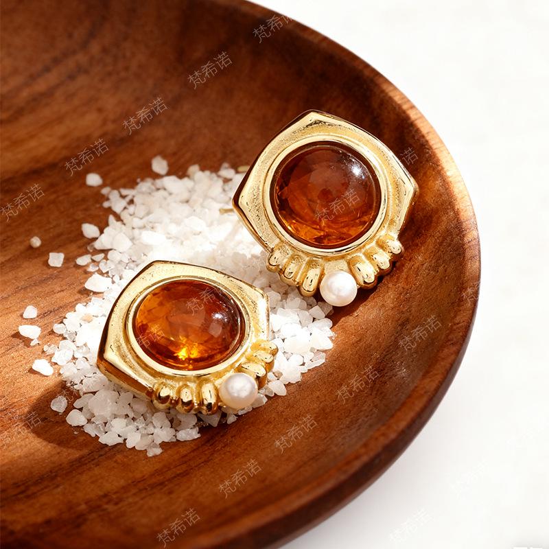 Elegant Stainless Steel Pearl Earrings - Autumn/Winter Chic