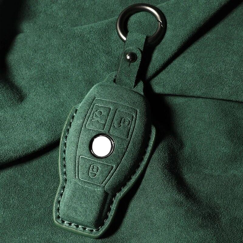 Suede Faux Leather Car Key Case Cover Protective Benz C180 C200 C260 C300 W108 W168 CLA GLA GLB Class Auto Keychain Styling BE1