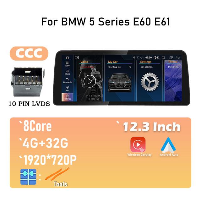 

New ID8 UI Car Radio Video Player Multimedia GPS Navigation 12.3 Inch IPS Android 14 For BMW 5 Series E60 E61 CCC CIC System