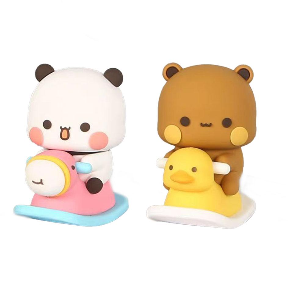 Cute Kawaii Bubu Dudu Panda Bear Figure Cartoon Exciting Bear Miniatures Collectible Animal Toy Doll Ornament Home Derocation