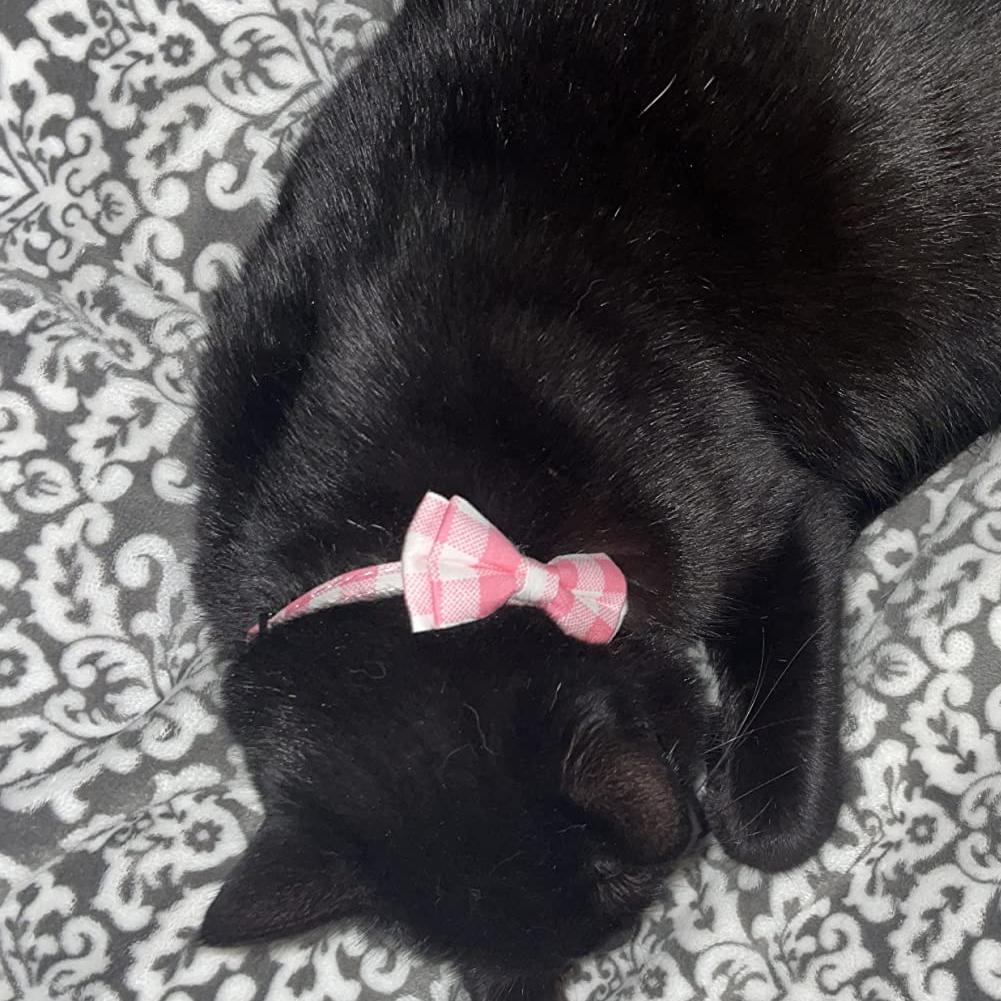 1pc/2pcs Adjustable Cat Collar With Bells Safe Release Buckle Plaid Flower Pattern Pet Neck Accessories (1.0 x 28CM)