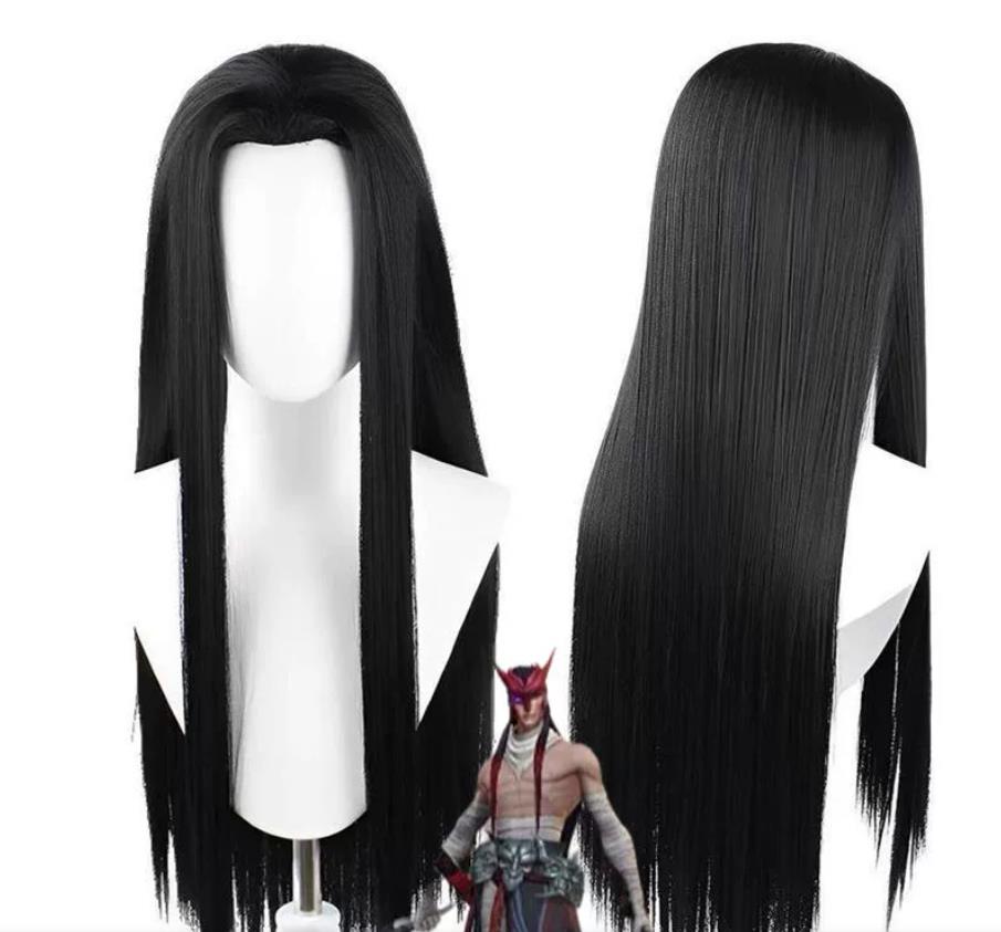 The Unforgotten Yone Cosplay Wig Long Striahgt  Hair Halloween Party Black Wigs Synthetic Hair Costume Party