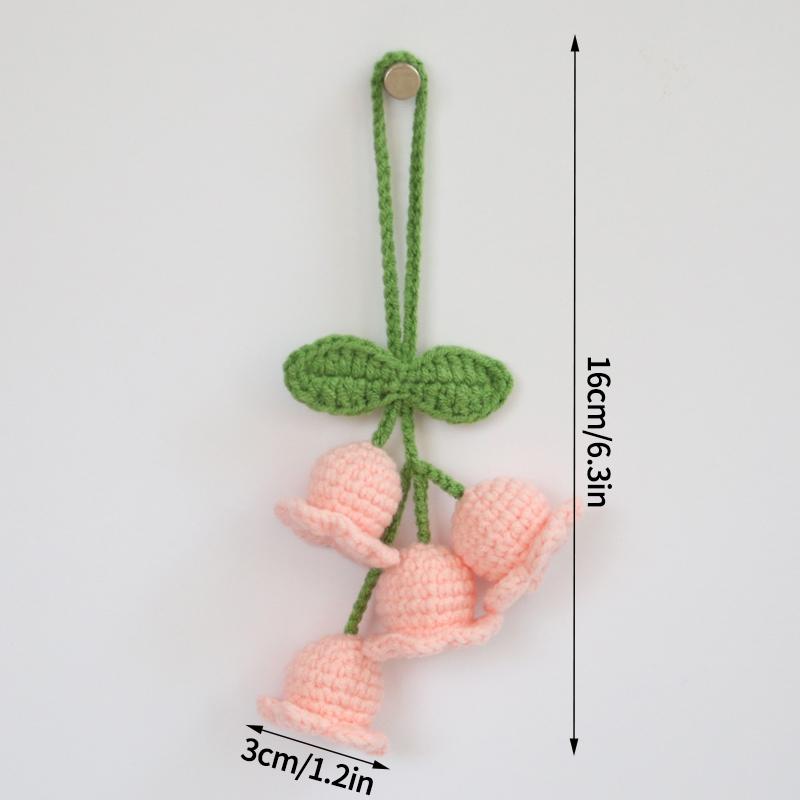 Lily of The Valley Crochet Flowers  Multiple Styles Keychain Artificial Flowers Hanging Decoration Car Pendant Knitted Flower