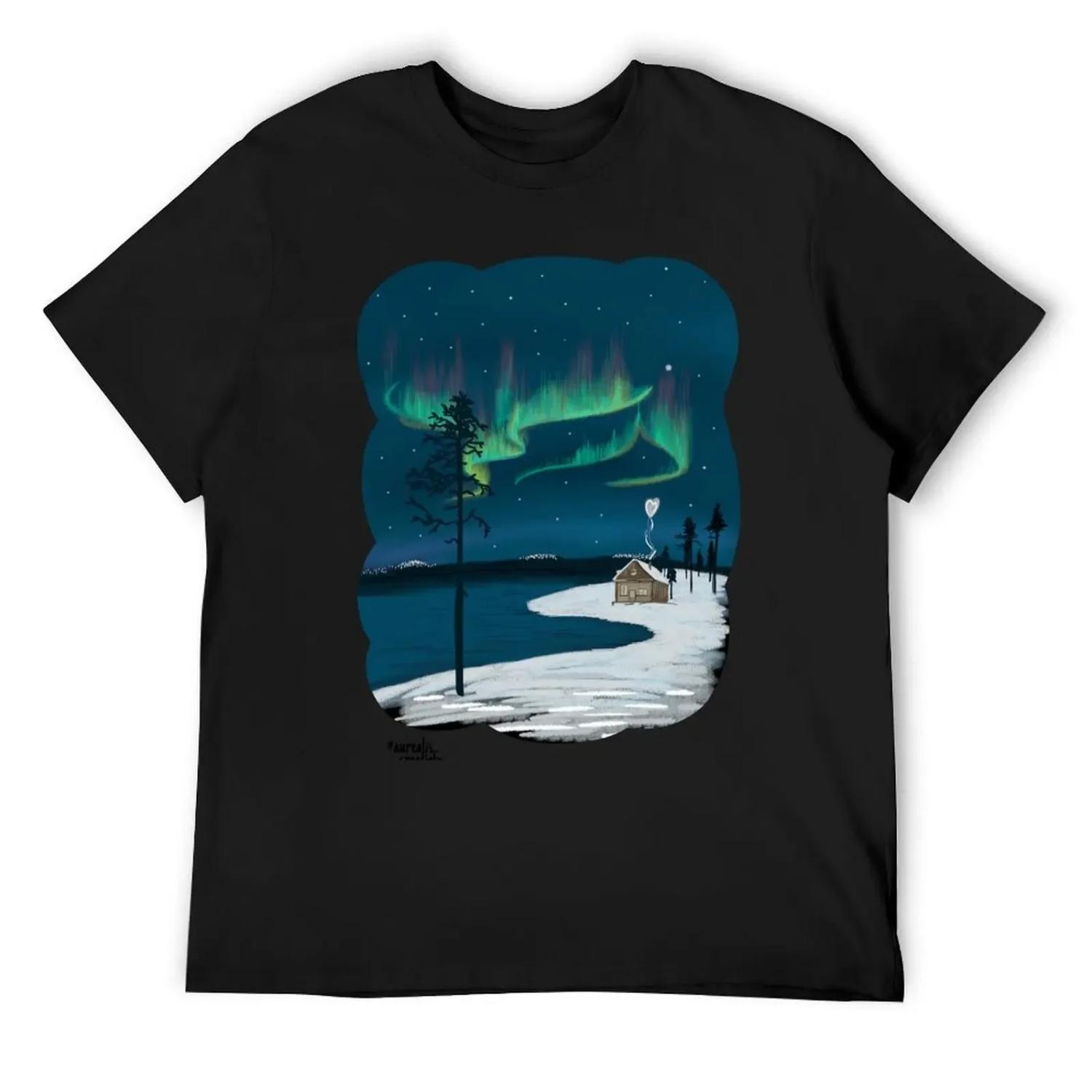 

RBcozyHolidays - Love is in the air under the northern lights T-Shirt clothes anime stuff clothes for men S чёрный
