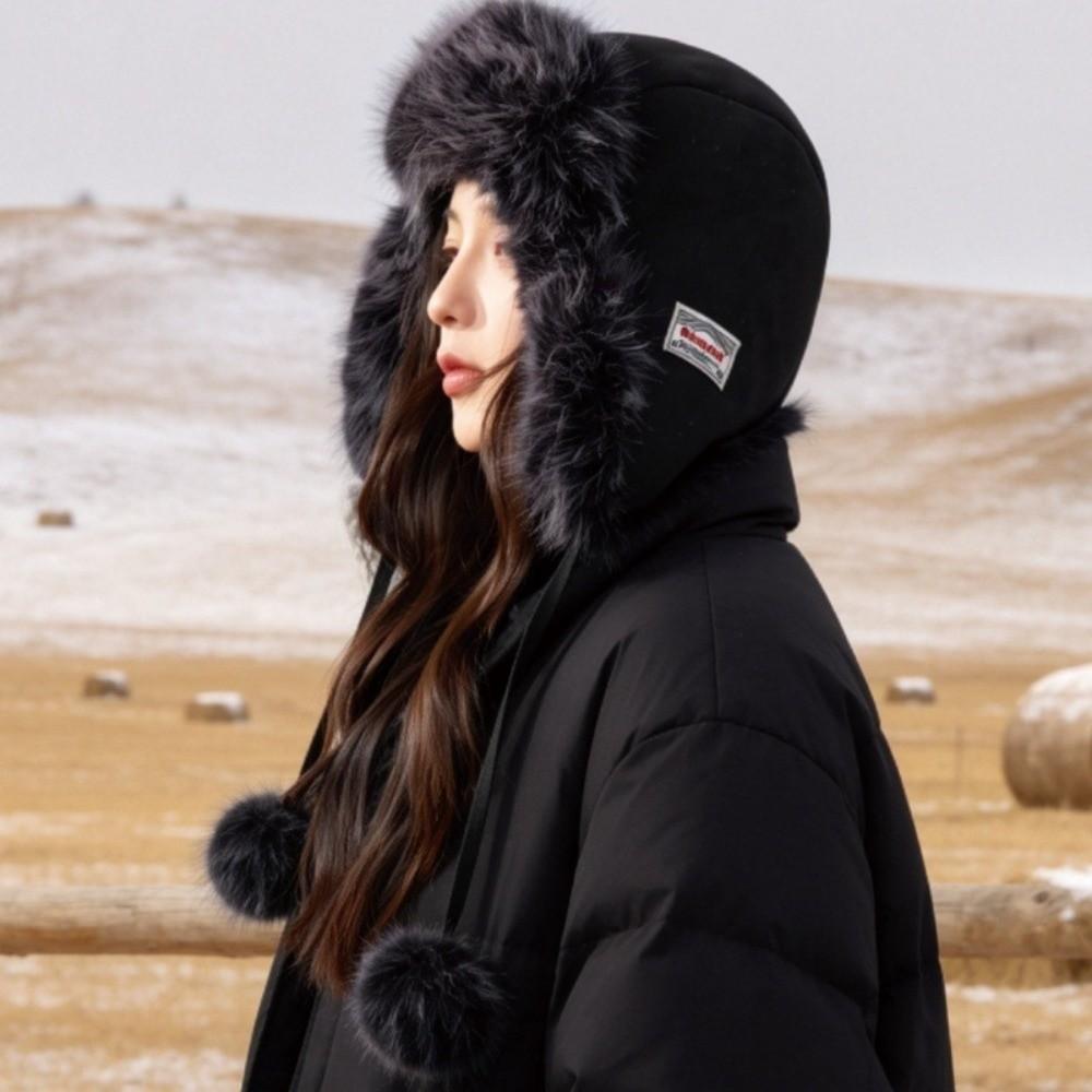 Windproof Fleece Lined Trapper Hat Pom Poms Winter Cycling Hat Ear Flap Ushanka Hat Winter Season