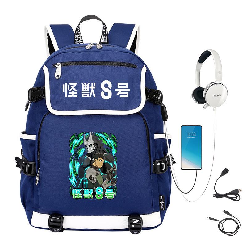 Monster No. 8 Peripheral Personalized Printed Backpack with USB Interface Cross-border Korean Edition Student Leisure School Bag