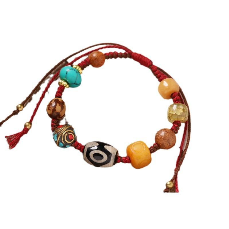 Retro håndlaget vevd armbånd, tibetansk etnisk stil Tianzhu-armbånd, nisjedesign for kvinners tilbehør