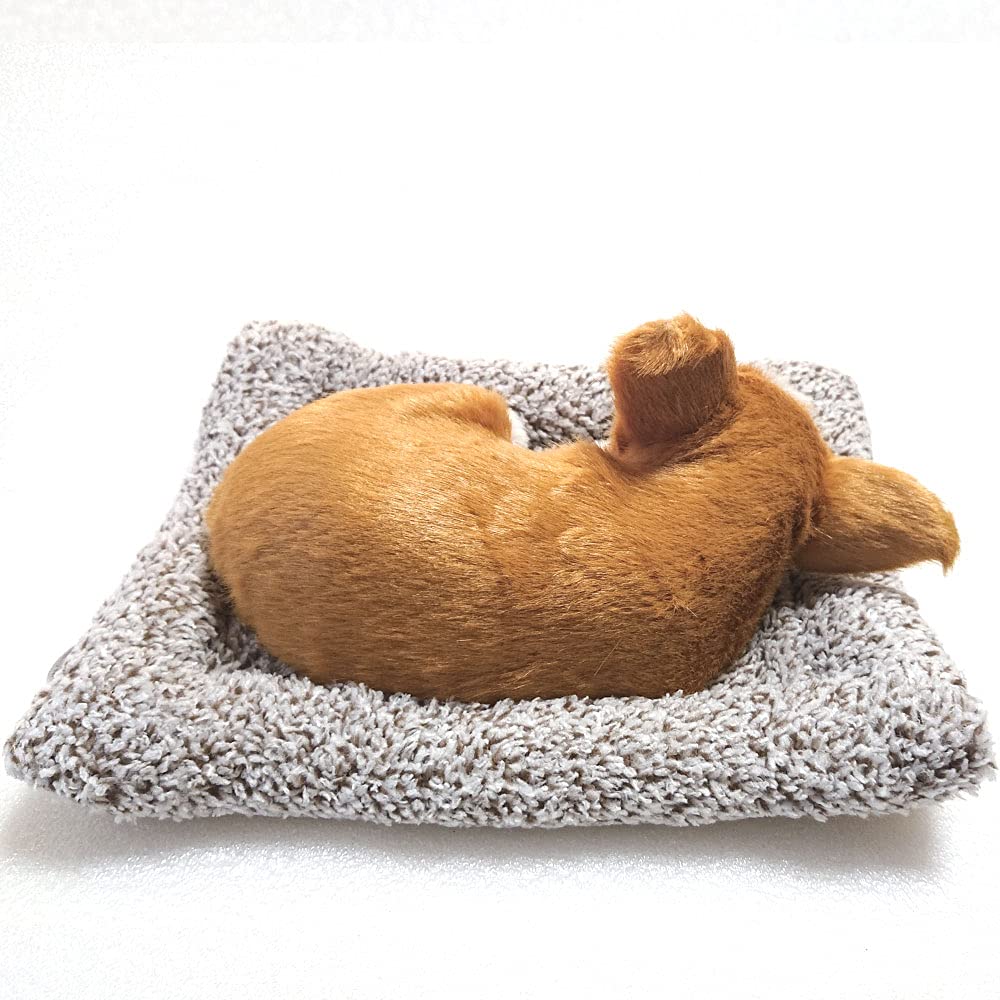 TATOTTE Realistic Plush Dog Figurine with a Cute Sleeping Face, Activated Charcoal Included, Soothing Decor (Chihuahua BR)
