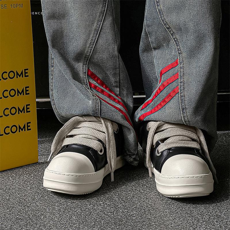 

2024 осень европейские и американские модные низкие туфли мужские туфли на платформе черно-белые туфли для досок пара 6261-M 38 чёрный