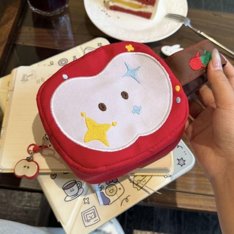 

Korean new cute apple embroidery cosmetic bag sundries storage bag large capacity portable Polaroid bag