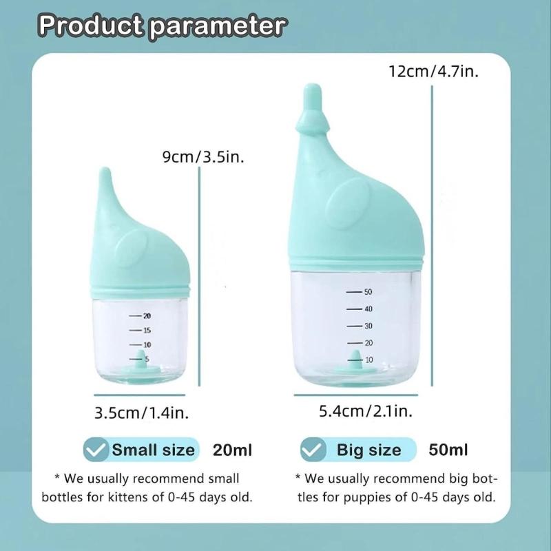 Cat Dogs Nursing Bottle with Silicone Nipple and Anti-Choking Valves for Newborn Small Animals Reusable and Washable