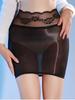 Women'S High Waist Mini Pencil Skirts Sexy Hose Oil Shiny Sheer Elastic Package Hip Skirts Pole Dance Nightclub Tube Skirts