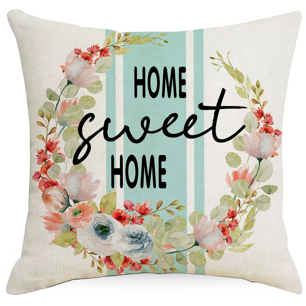 Home Spring and Summer Pillow Case Flowers Truck Bicycle Nordic Style Sofa Pillow Waist Back Cushion