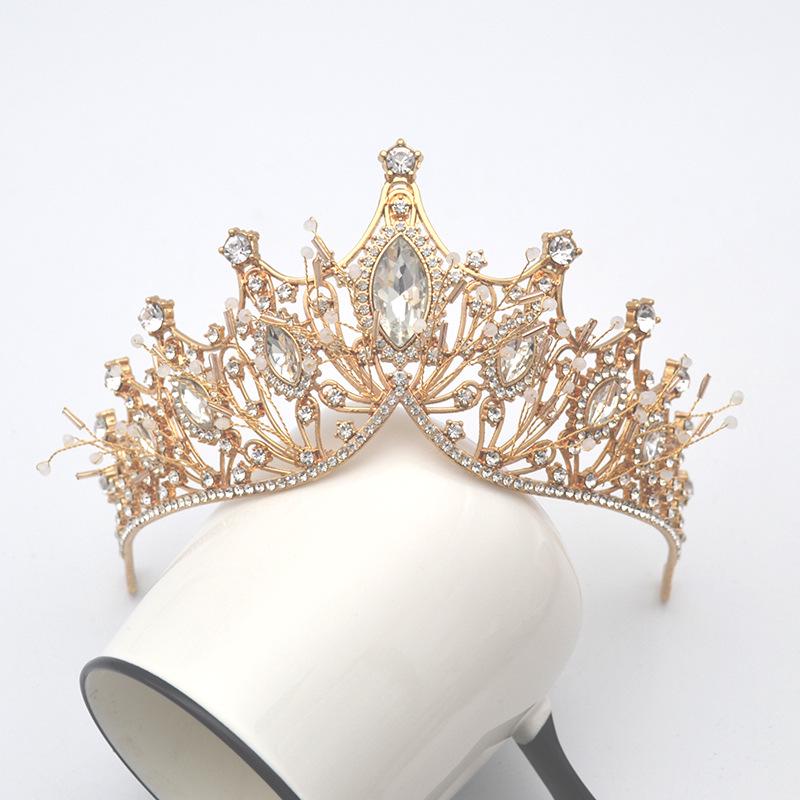 Vintage Marquise Crystal Bridal Crown - Elegant Headdress for Weddings or Birthdays