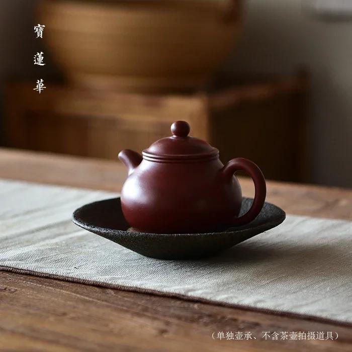 Tea Saucers Tea Tray Round Shape Natural StonePlate Teapot Holder Teaware Volcanics Rock KungFu Home Decoration Table Ornament