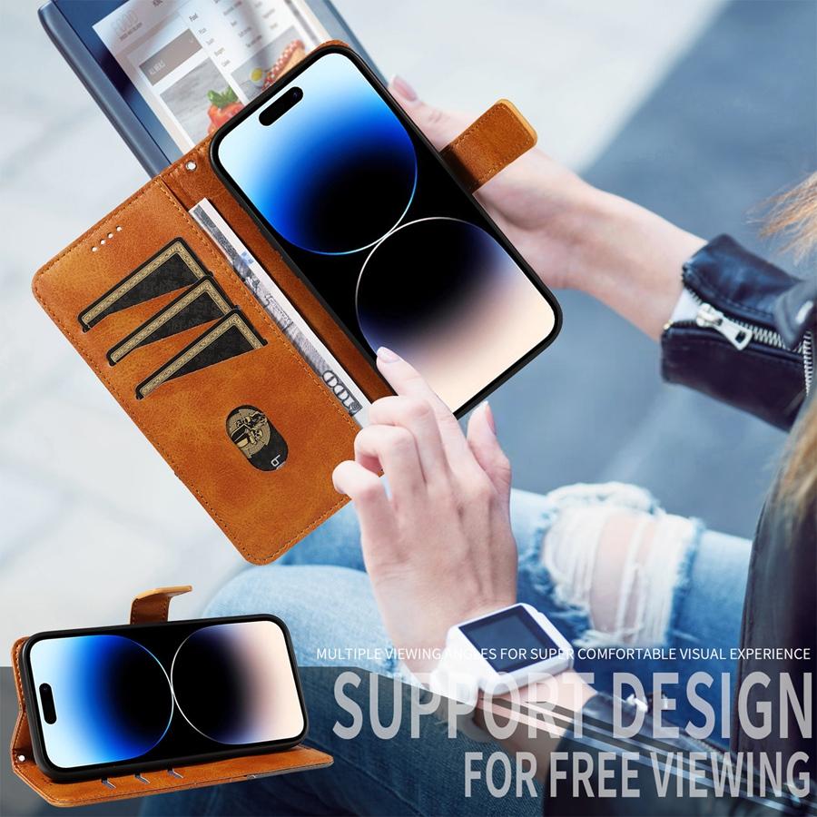 Oily Premium PU Leather Phone Case for Motorola Moto G15 G35 G55 G75 G85 G24 G34 G54 G32 G73 G13 E32 E30 Edge 50 Stand Holder Wallet Case with Strap