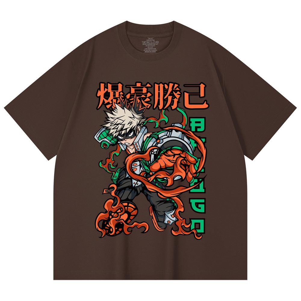 230 Gsm 100% Cotton My Hero Academia V14 Bakugo Print Unisex Heavy Cotton T Shirt