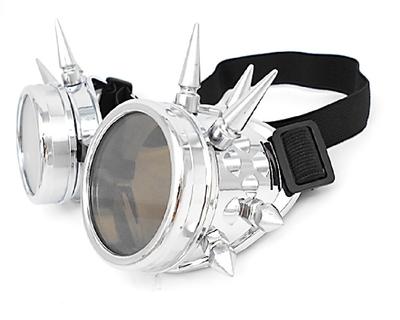 Spiky Steampunk Goggles Cosplay Vintage Glasses Cyber Goggles Retro Antique Gothic Spike Sunglasses Glasses Welding Goth Glasses Glass Unisex Silver