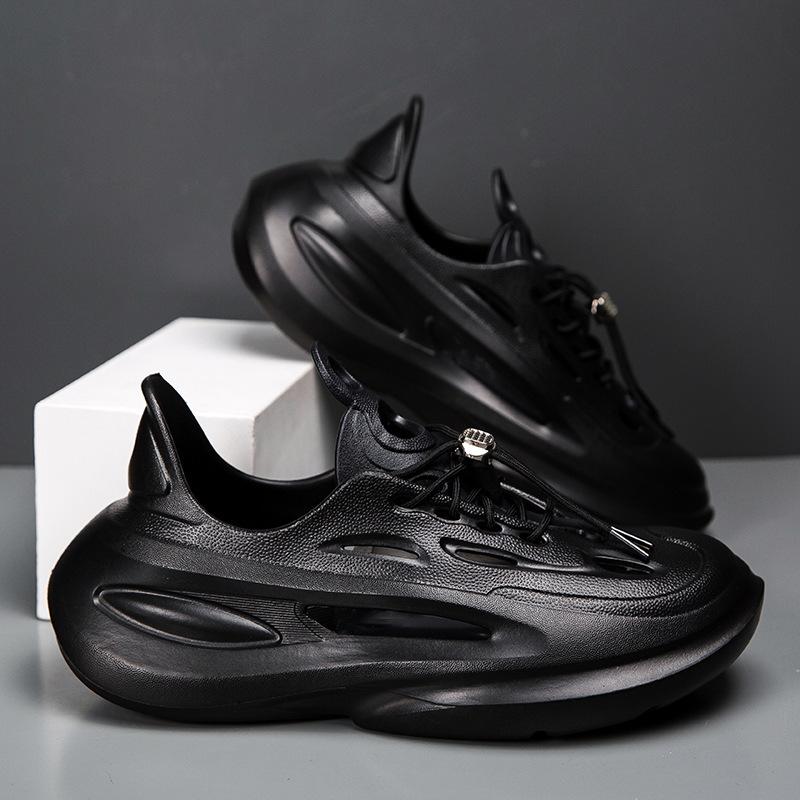 Men's Lace-up Coconut Hole Hole Thick-soled Non-slip EVA Cool Slippers Fashionable Breathable Wading Shoes Large Size Beach Shoes