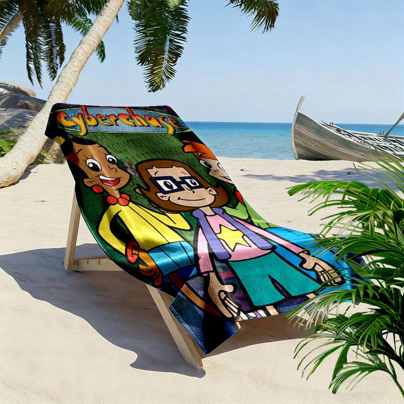 cyberchase 2D Flat Print Beach Towel, Large Soft Quick Dry Towel for Beach Camping SwimmingDSTJ0925099