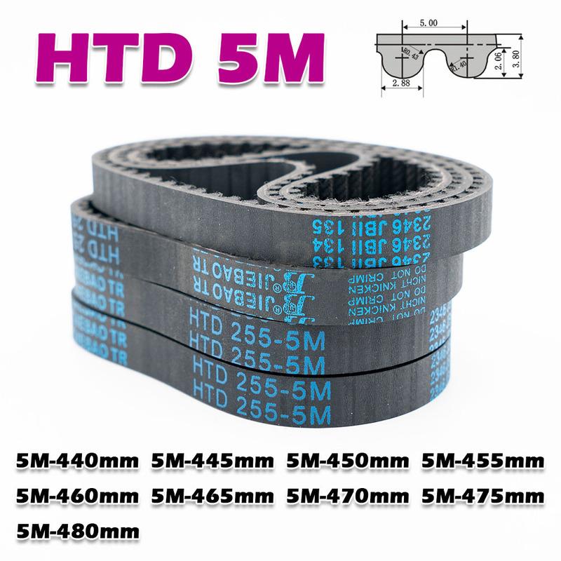 HTD 5M Rubber Closed Loop Timing Belt Perimeter HTD5M 440 445 450 455 460 465 470 475 480mm Transmission CNC Drive Width 10~50mm