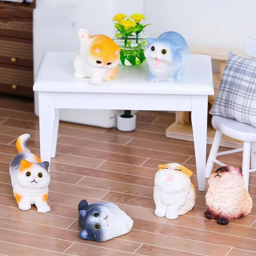 4Pcs/se Handicraft Cat Sculpture DIY Animal Statue Creative Simulation Kitten Ornaments  Desktop