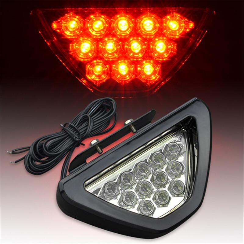 F1 style LED Rear Tail Brake Stop Light 3rd Strobe safety Fog Lamp Bumper Clear