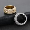 New Cuban Link Chain Design Ring Fully Micro Zircon Paved R0tatable Cuban Ring,Hiphop Iced Out Men's Swivel Cuban Ring.