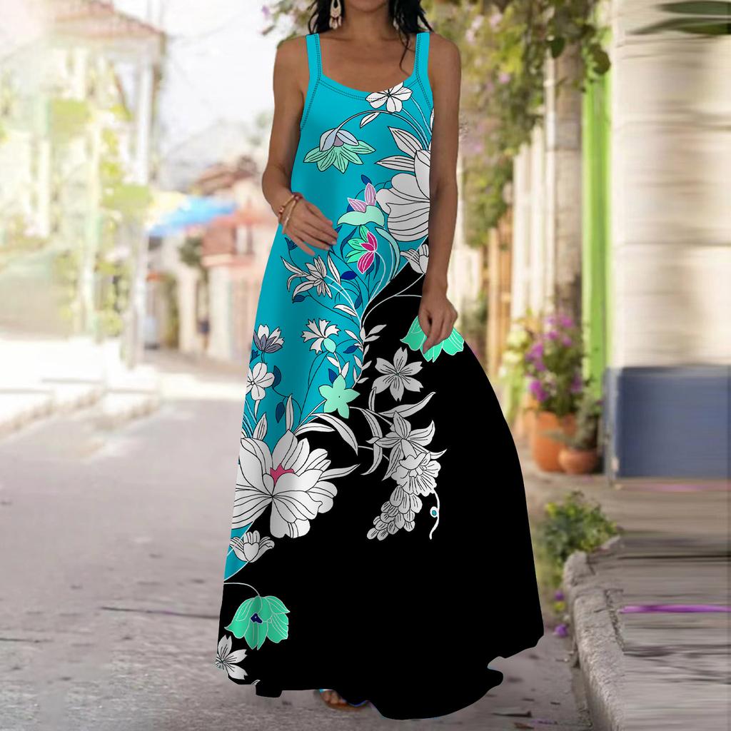 Women's Slip Dress Maxi Long Dress Purple Plum Blossom Print Dress Spring & Summer Leisure Vacation