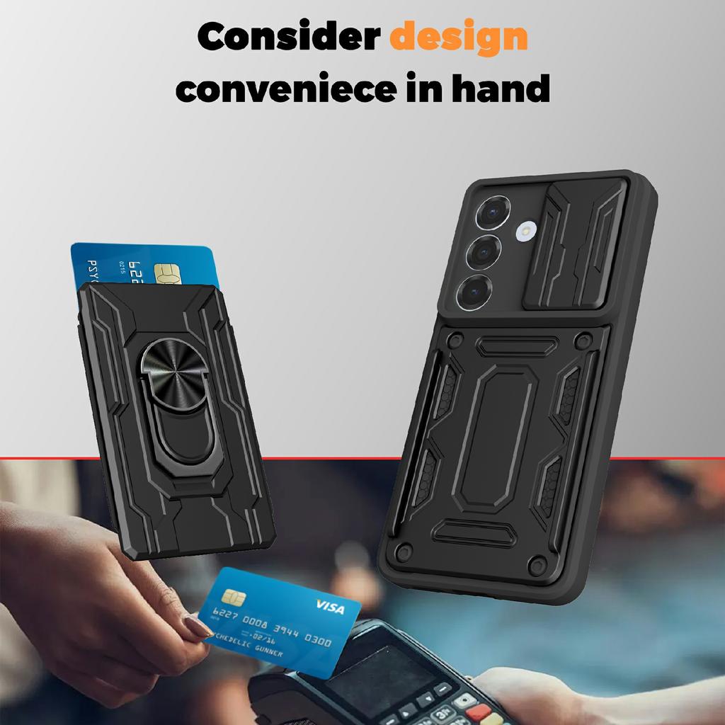 For Samsung Galaxy A37 5G Case PC + TPU Kickstand Phone Back Cover with Camera Slider