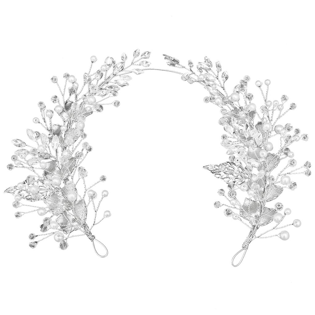 Alloy Leaf Shape Pearl Hair Accessory Headband Handmade Hair Pin for Women Bridal Party Wedding Hairstyle Decoration