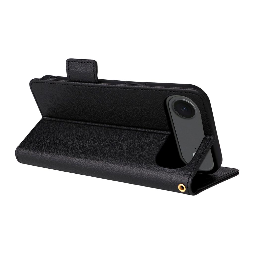 For iPhone Air Case with Wrist Strap Litchi Texture PU Leather Wallet Phone Cover