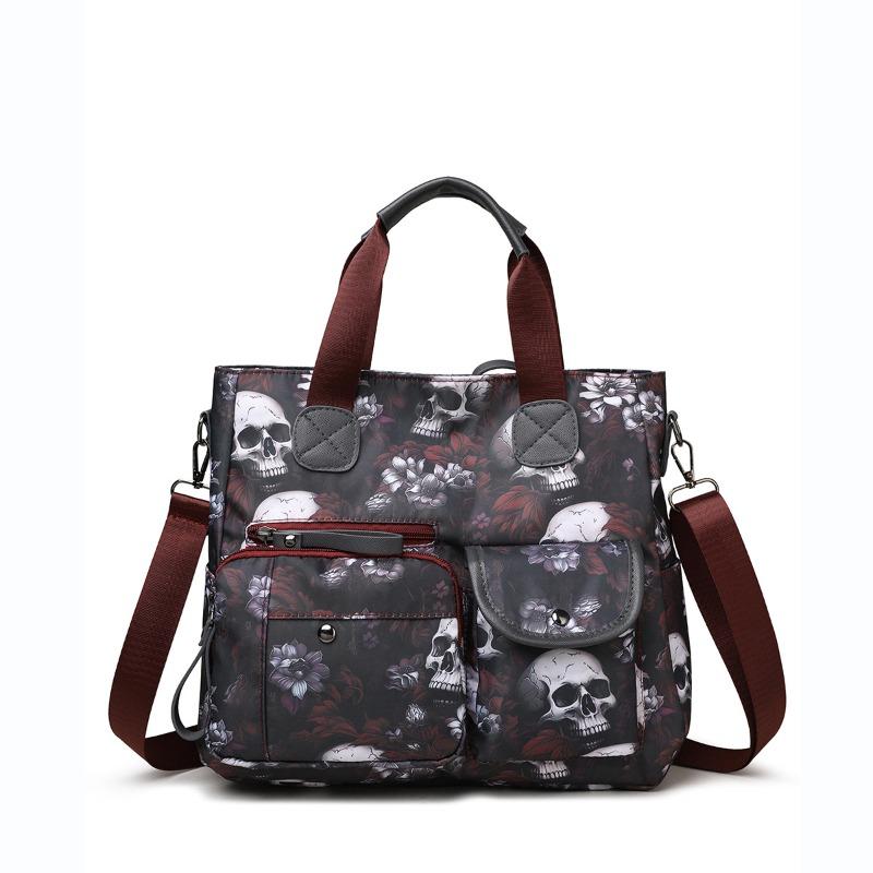

Skull women s bag fashion large capacity tote bag Oxford cloth printing casual messenger bag красный