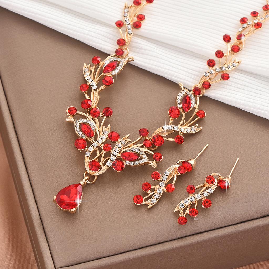 Bridal Rhinestone Crystal Necklace Earrings Set Women'S Prom Dress