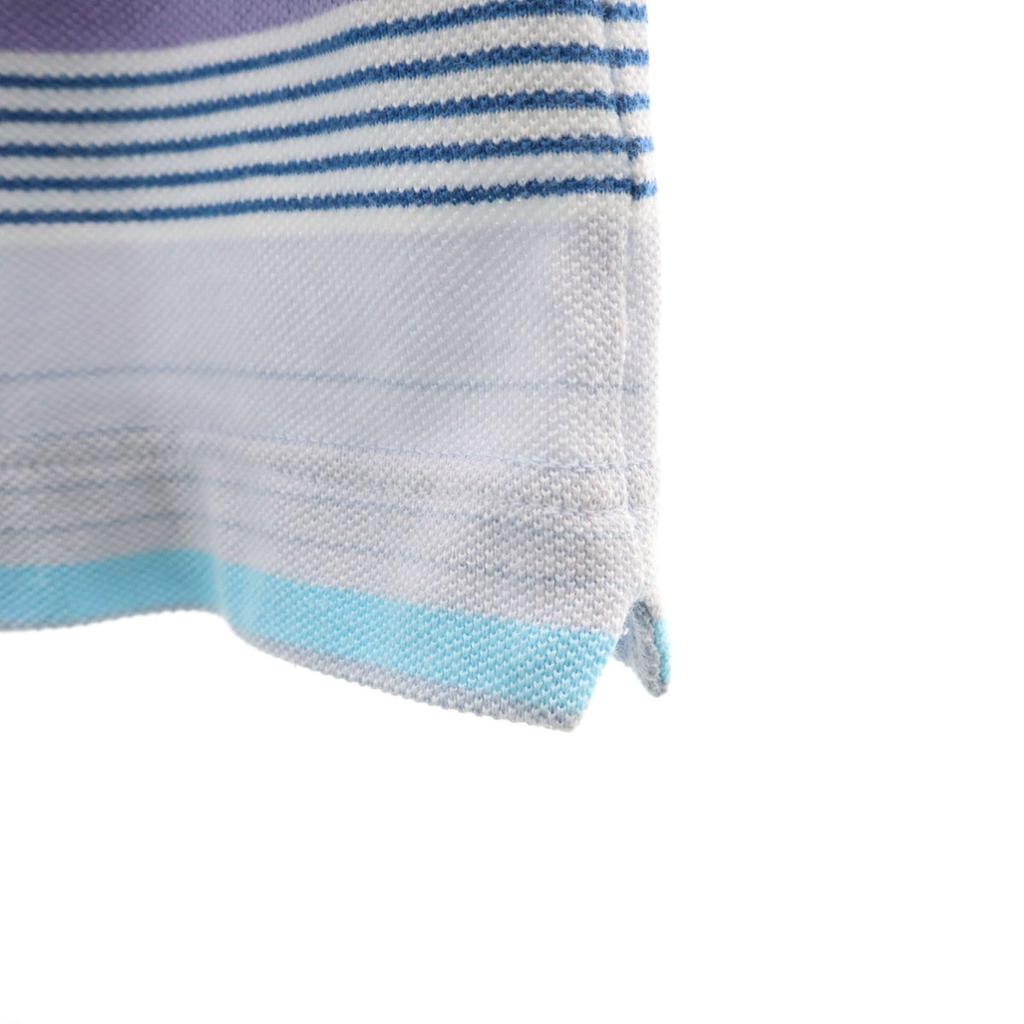 Lacoste Hergestellt in Japan Streifenmuster Kurzarm Poloshirt 5 Blau Herren Gebraucht