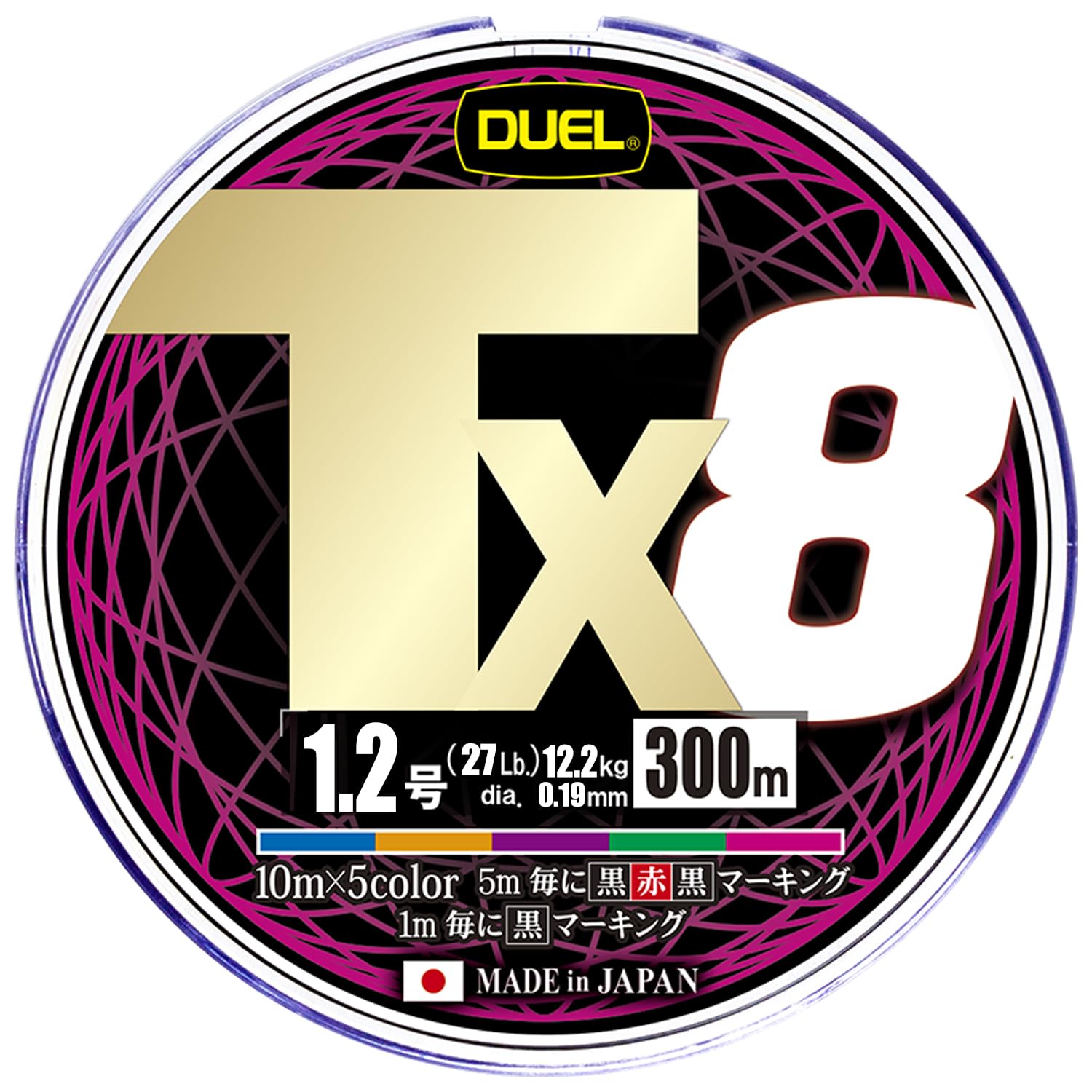 

DUEL PE Fishing Line Tx8 Fishing High High 300m 5 COLORS [Fishing Line, Tackle, Strength, Sensitivity, Long-lasting Strength] 1.2 (5-color marking)