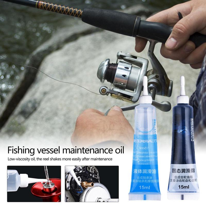 Fishing Reel Oil Reel Butter Oil And Grease 15ml Set 2 Pieces Reel Care Kit Fishing Accessories For Smooth Lasting Lubrication