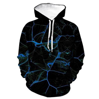Spring and Autumn Hooded Sweatshirt Men 3d Digital Print Lightning Print Casual Hoodie Sweatshirt
