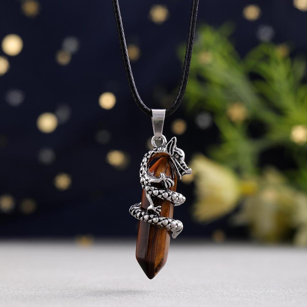 Chinese Crystal Dragon Hexagonal Pendant Fashion Accessory