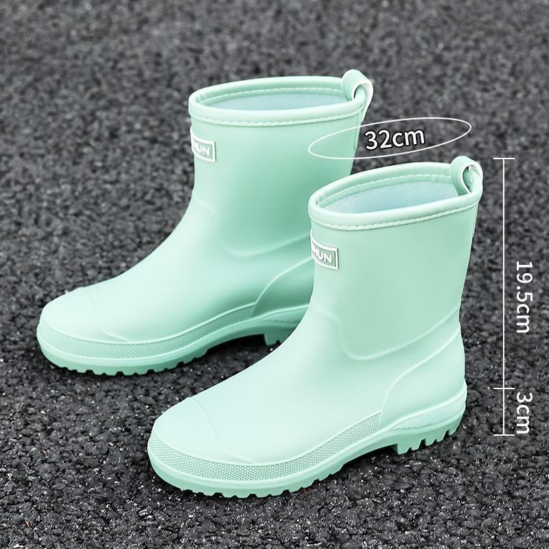 New short rain shoes women's rubber shoes wear non-slip water boots thick-soled water shoes velvet short rain boots