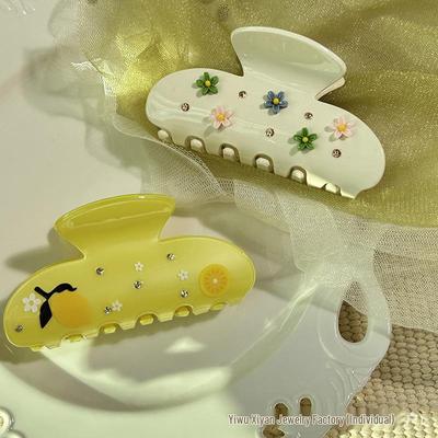 Splendido fermaglio per capelli al limone: Versatile Squalo Giapponese e Coreano in Acrilico con Strass