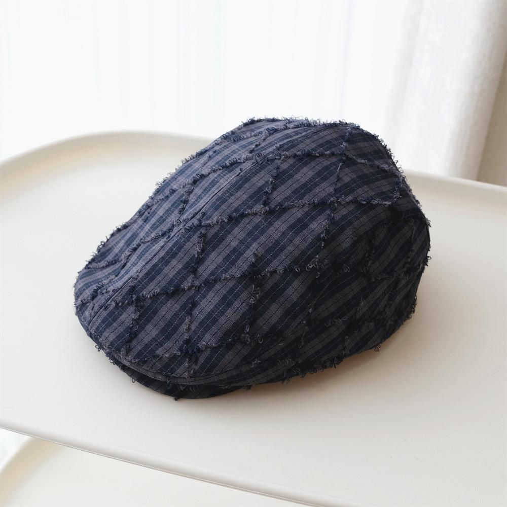 

Korean Striped Fringe Casual Baseball Cap & Beret for Women | Spring/Summer Thin Designer Hat M 56-58cm темно-синий