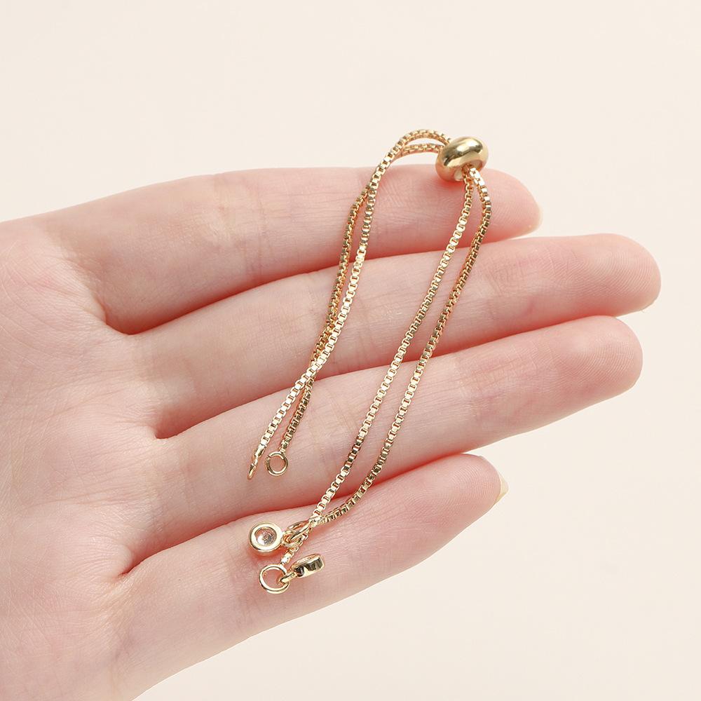 Cremallera de cobre de silicona de oro real 18K que conserva el color, cadena de extensión ajustable, DIY universal telescópica, material para pulsera