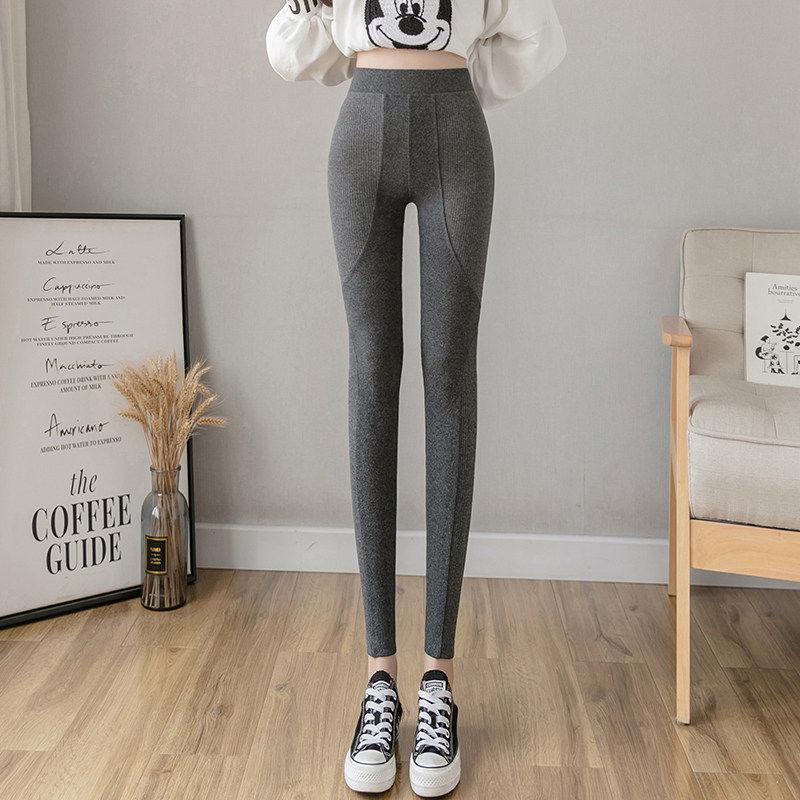 

Women s High-Waisted Slimming Tummy Control Elastic Sports Pants: Lightweight Base Layer for Spring & Autumn Large (110-135 jin) темно-серого