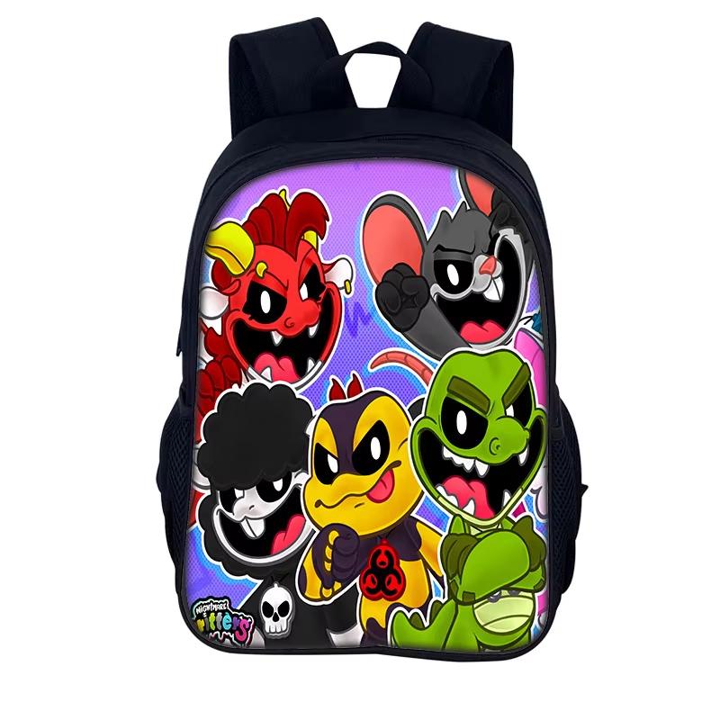 Albtraum-Kreaturen Cartoon Rucksack Schulrucksack 40cm/15,7 Zoll Reißverschluss Büchertaschen Animierte Mochila Kindergeburtstagsgeschenk