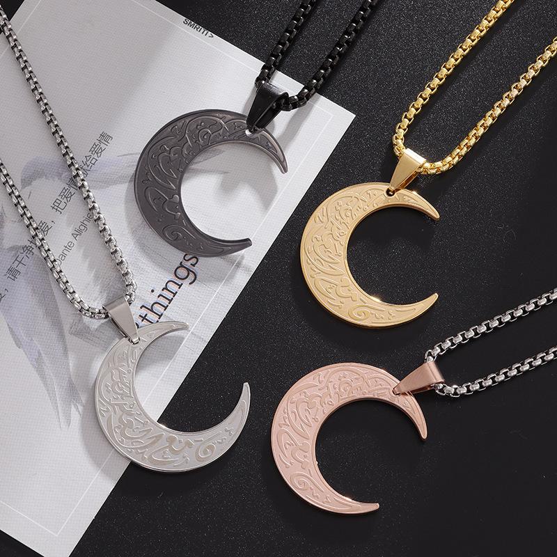 Hot Selling New Stainless Steel Personalized Text Moon Pendant In Stock